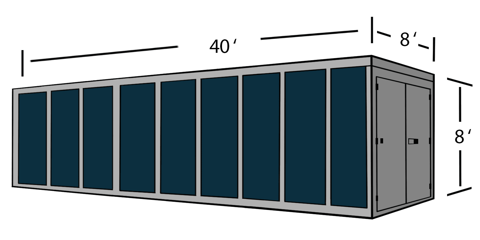 40' x 8' x 8' portable storage containers